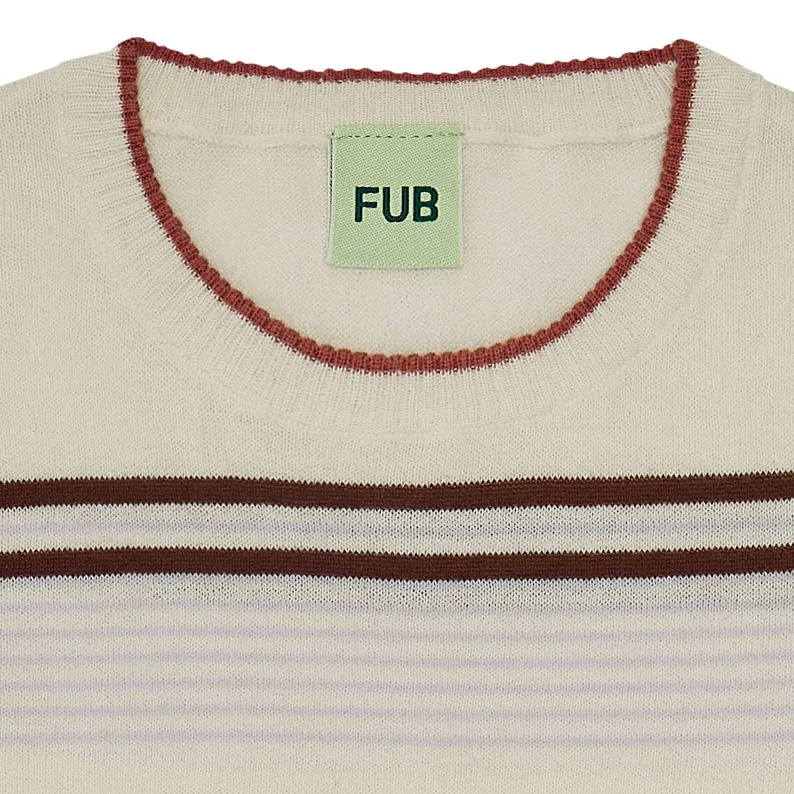 FUB Striped T- Shirt, Ecru/Maroon