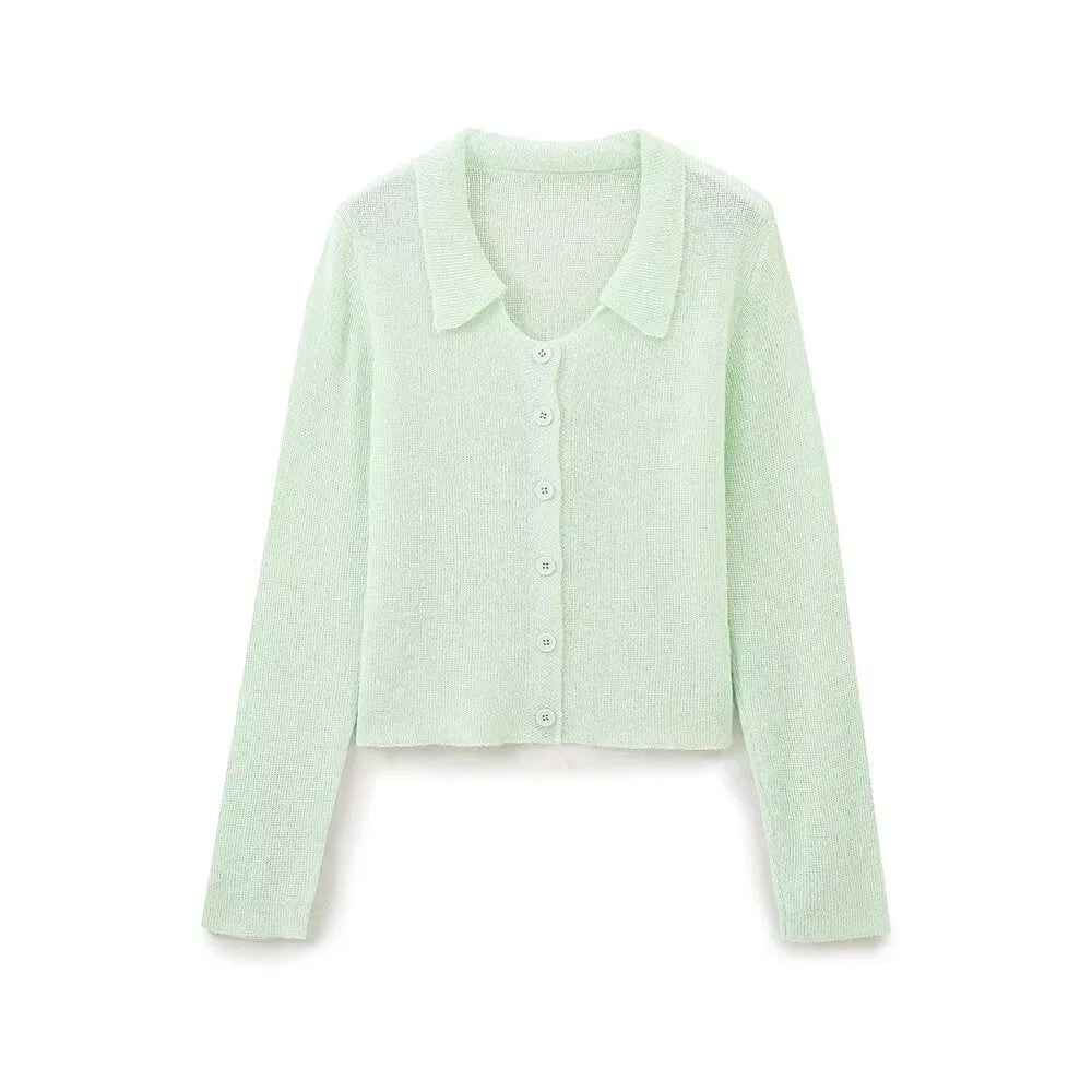 Gentle Elegant Graceful Arabesquitic Fabric Pink Collared Knitwear Women Western Chic Small Top Autumn Winter