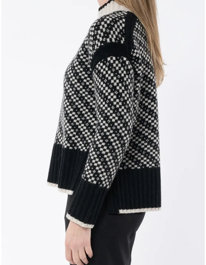 Geo Intarsia Pullover Black/Stone