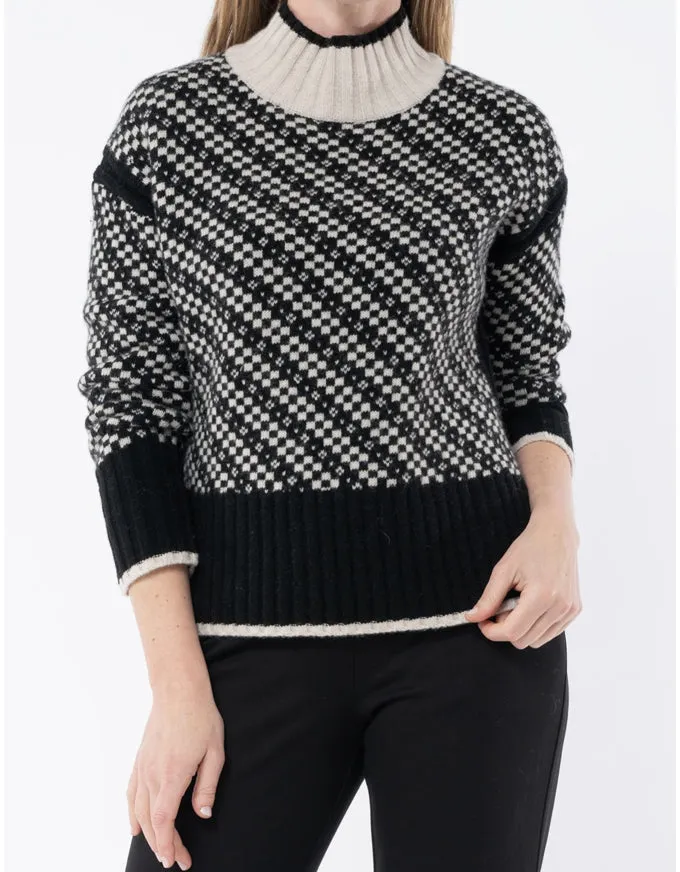 Geo Intarsia Pullover Black/Stone