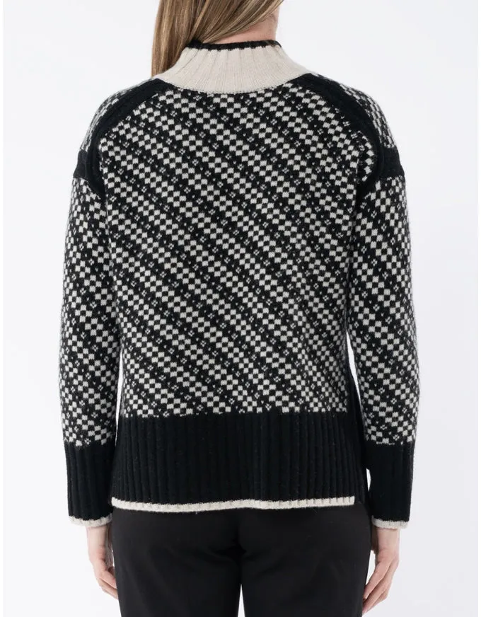 Geo Intarsia Pullover Black/Stone