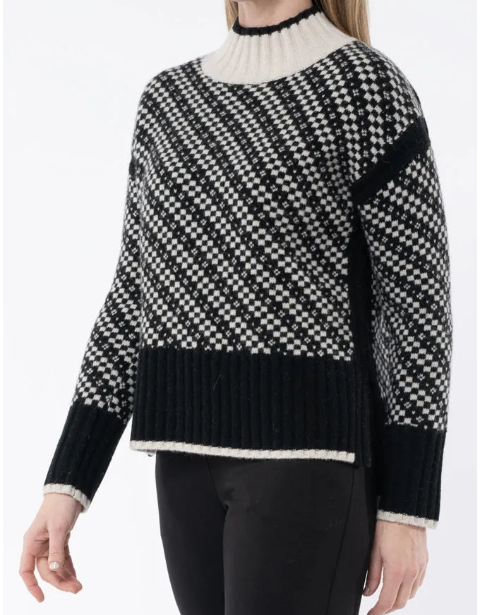 Geo Intarsia Pullover Black/Stone