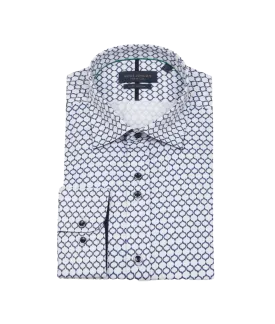 Geometric Pattern Men's Shirt - Navy