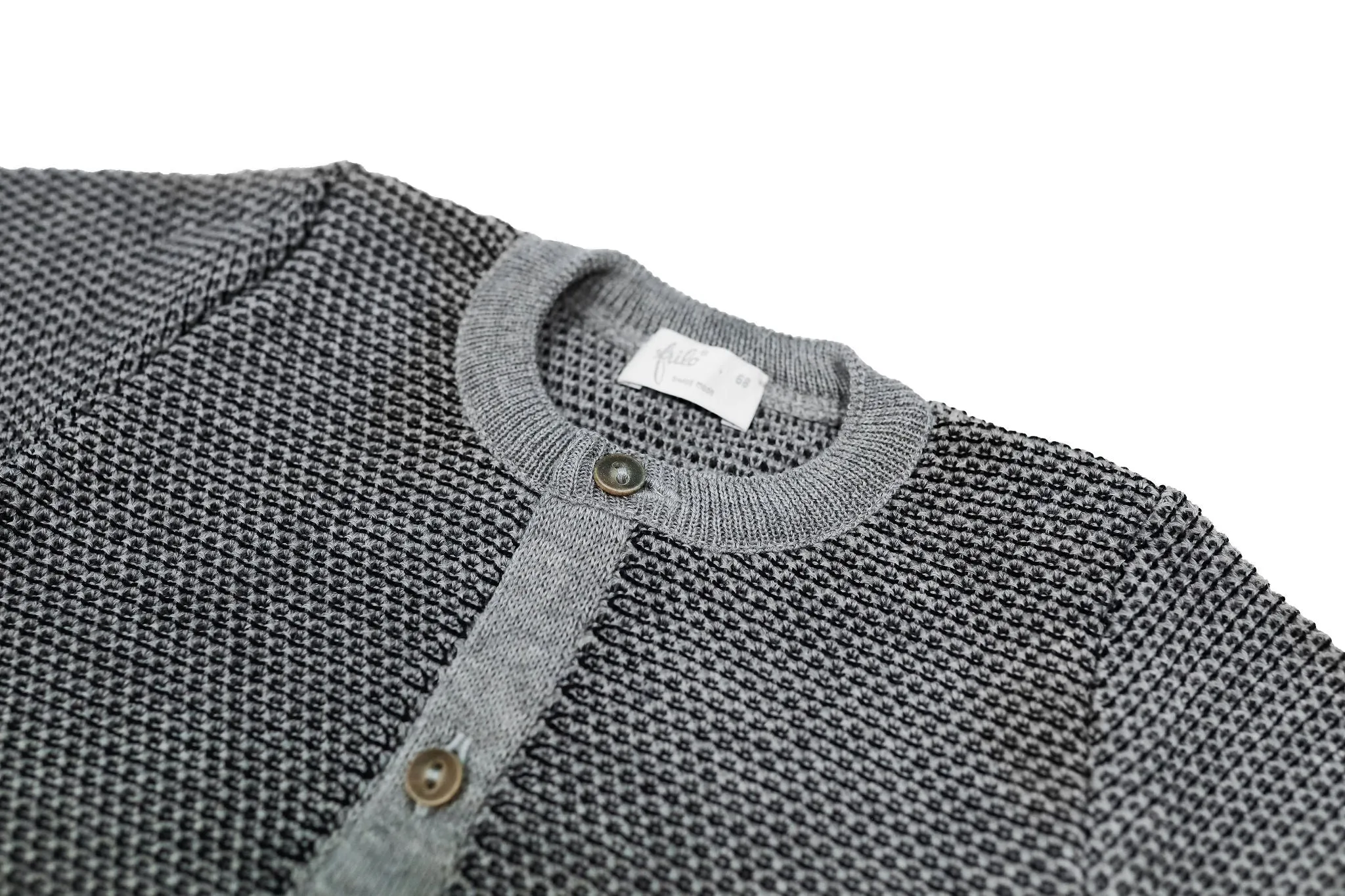 Gray & Navy Merino Wool Cardigan