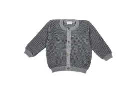 Gray & Navy Merino Wool Cardigan