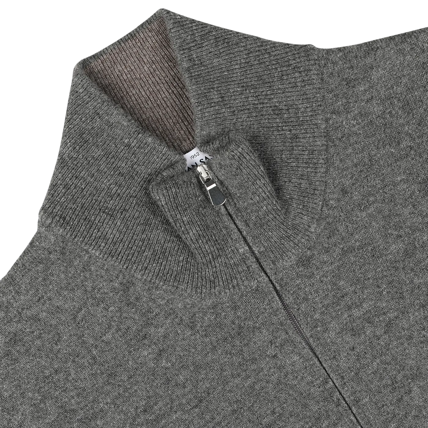 Grey Melange Wool Cashmere 1/4 Zip Sweater
