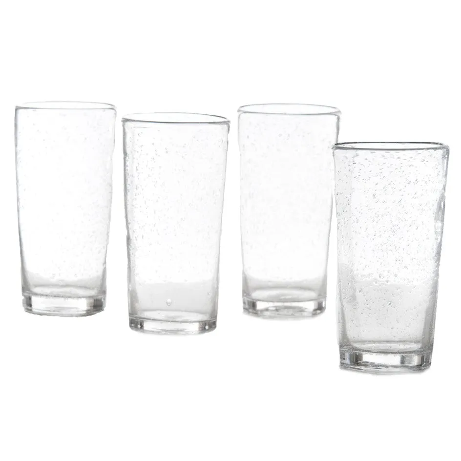 Hand Blown Bubble High Ball Glasses, set of 4