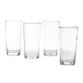 Hand Blown Bubble High Ball Glasses, set of 4