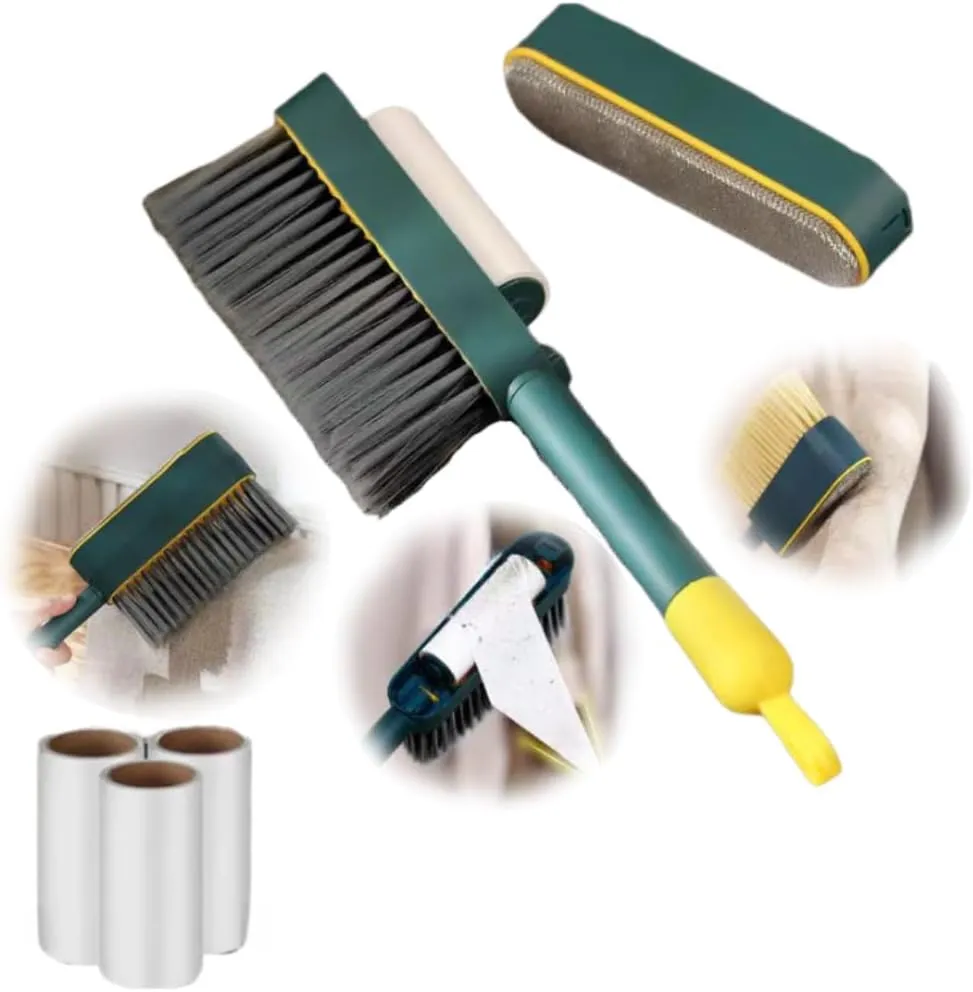 Handheld Broom, Soft Bristle Dusting Brush Bed Linen Clutter Cleaning Brush Household Furniture Brush Clothes Dusting Static Lint Removal Brush, Refillable Pet Hair Remover Household Products