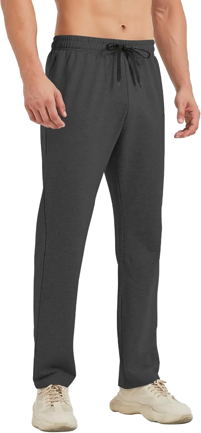 Idtswch 30/32/34/36/38/40 Long Inseam Mens Tall Sweatpants Open Bottom Joggers Athletic Yoga Pants with Pockets