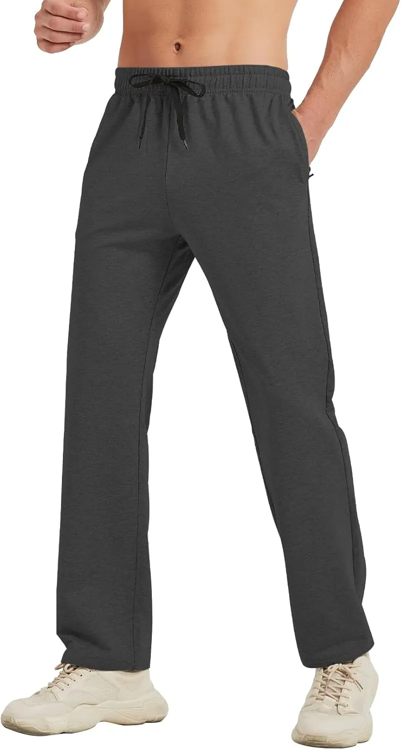 Idtswch 30/32/34/36/38/40 Long Inseam Mens Tall Sweatpants Open Bottom Joggers Athletic Yoga Pants with Pockets
