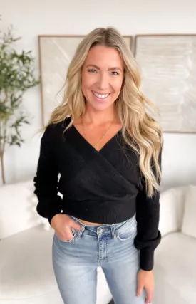 Ivy Long Sleeve V-Neck Black Sweater