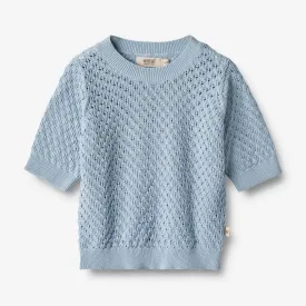 Knit Top S/S Alva - blue summer