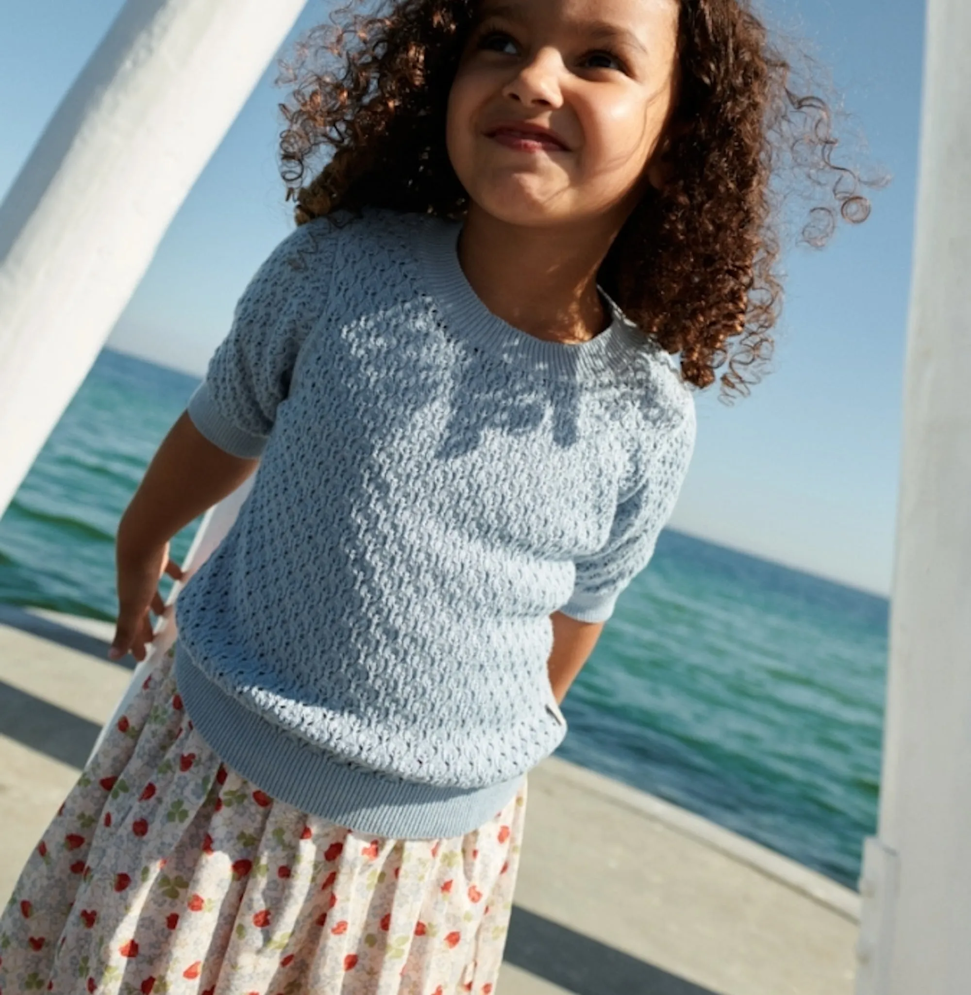 Knit Top S/S Alva - blue summer