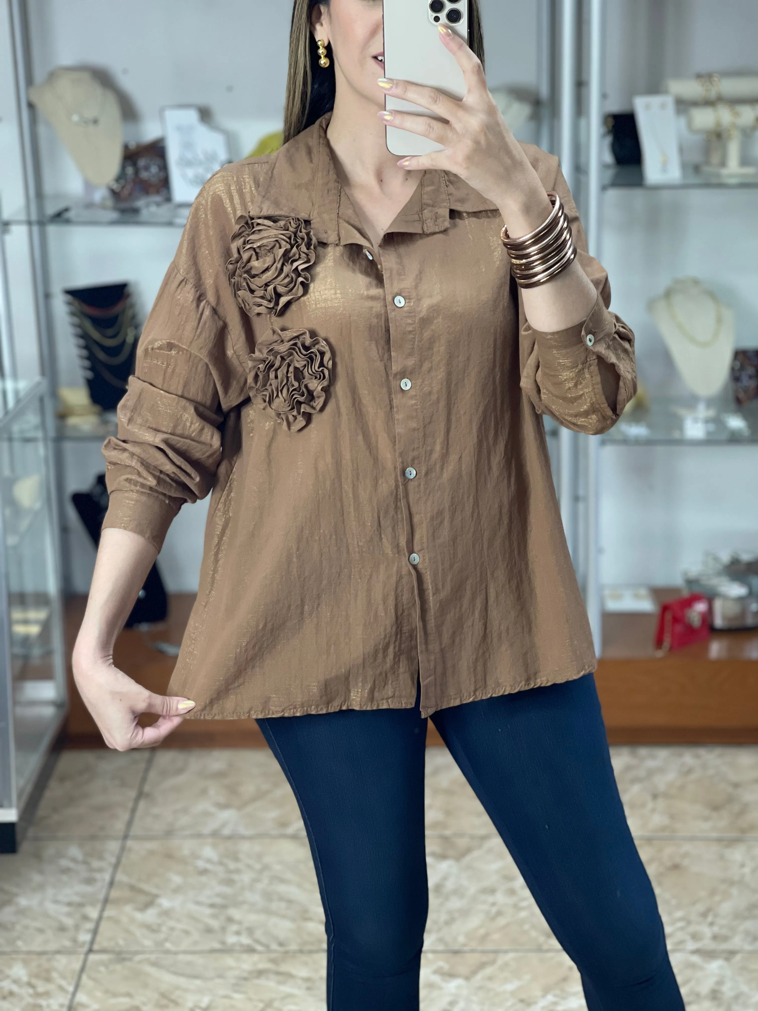 Long Sleeve Floral Design Top
