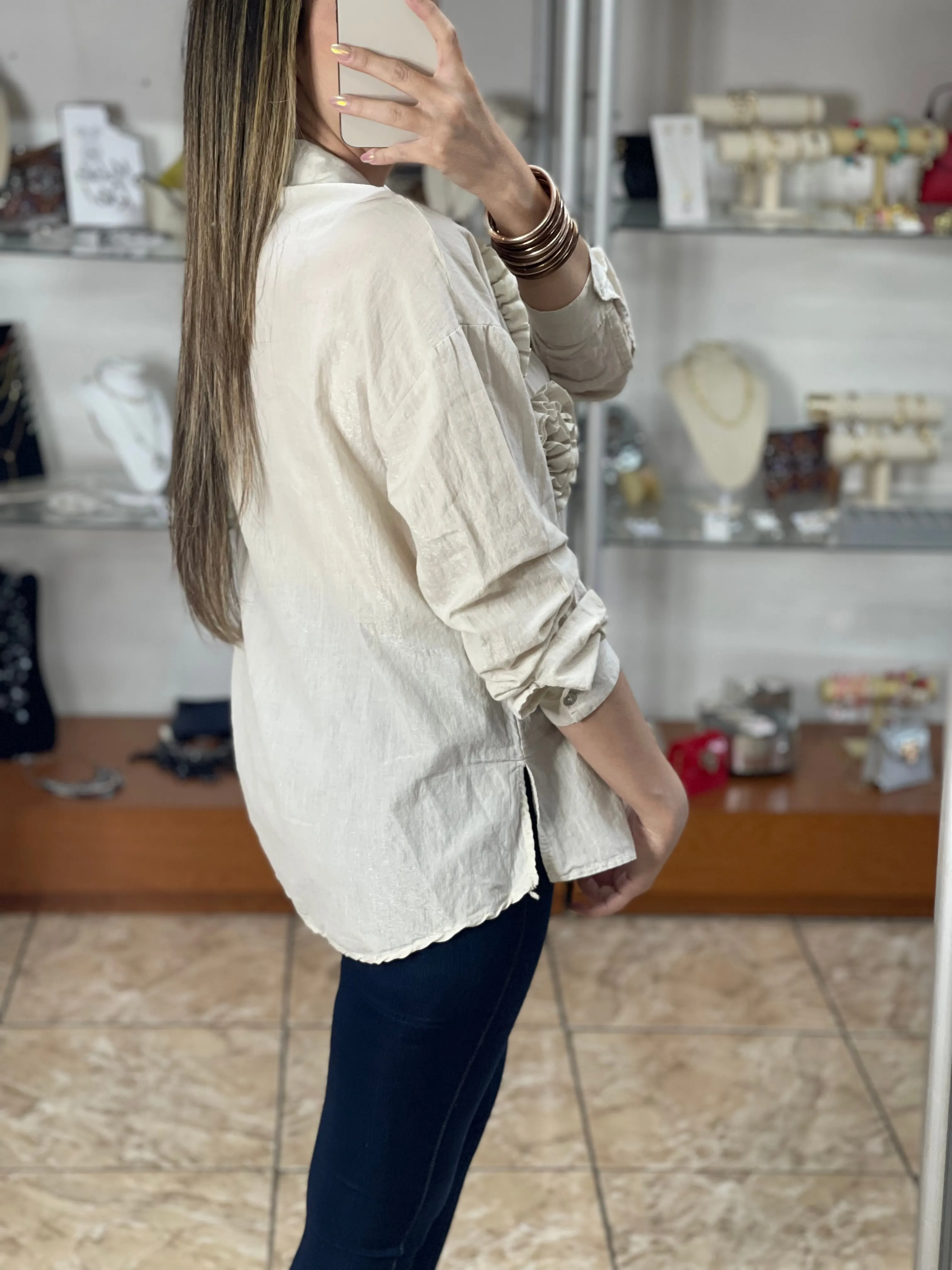 Long Sleeve Floral Design Top