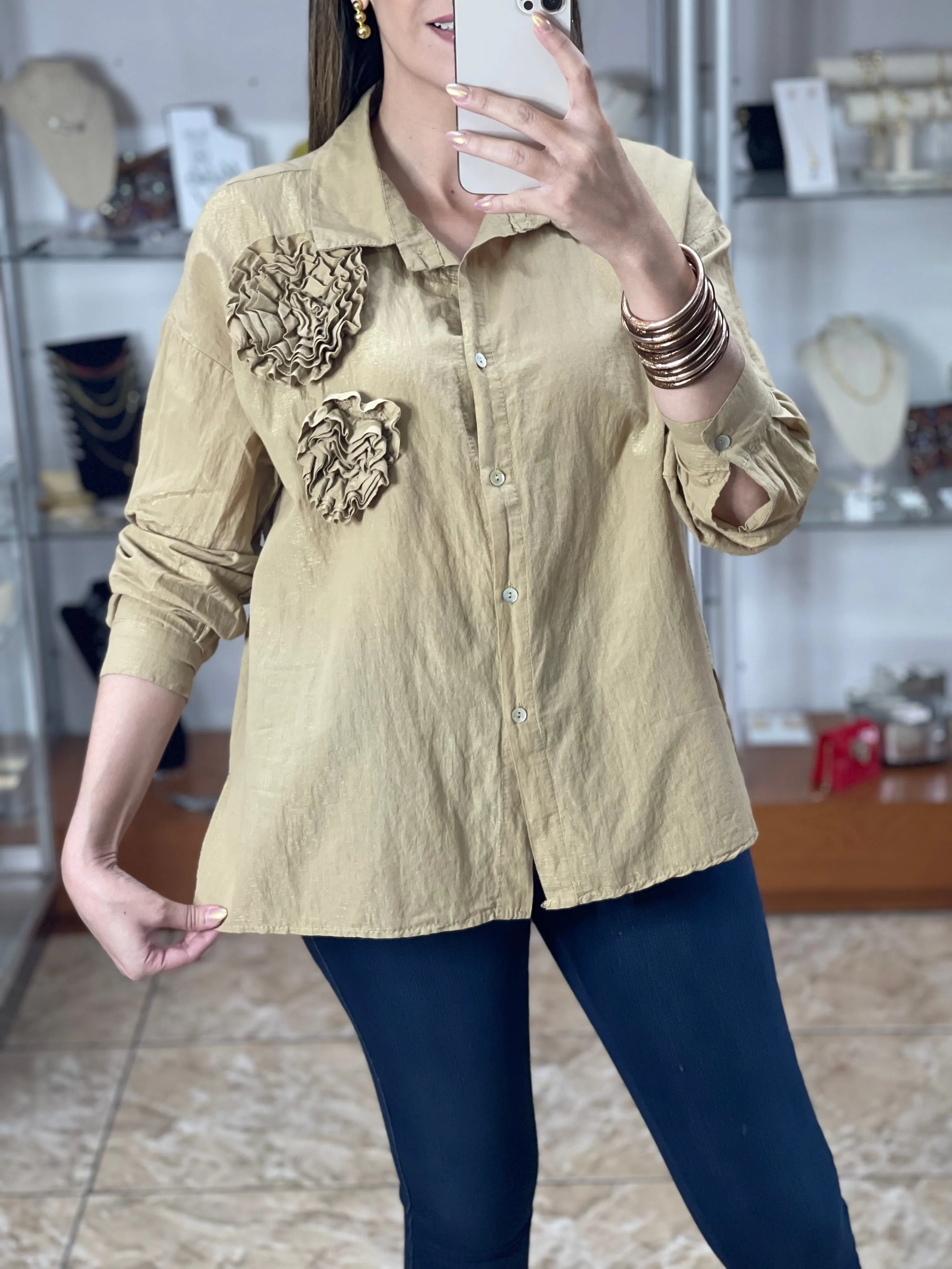 Long Sleeve Floral Design Top