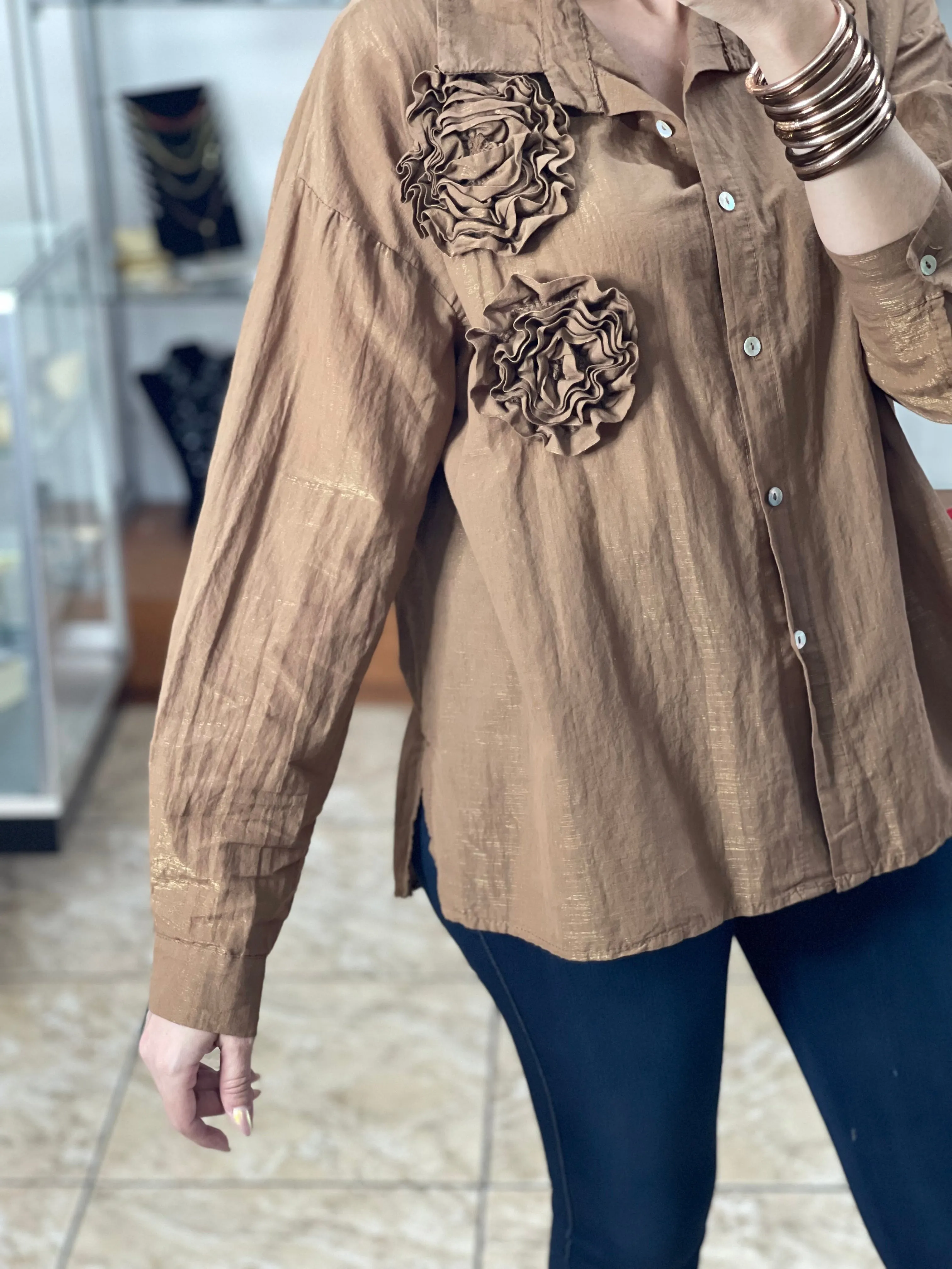Long Sleeve Floral Design Top