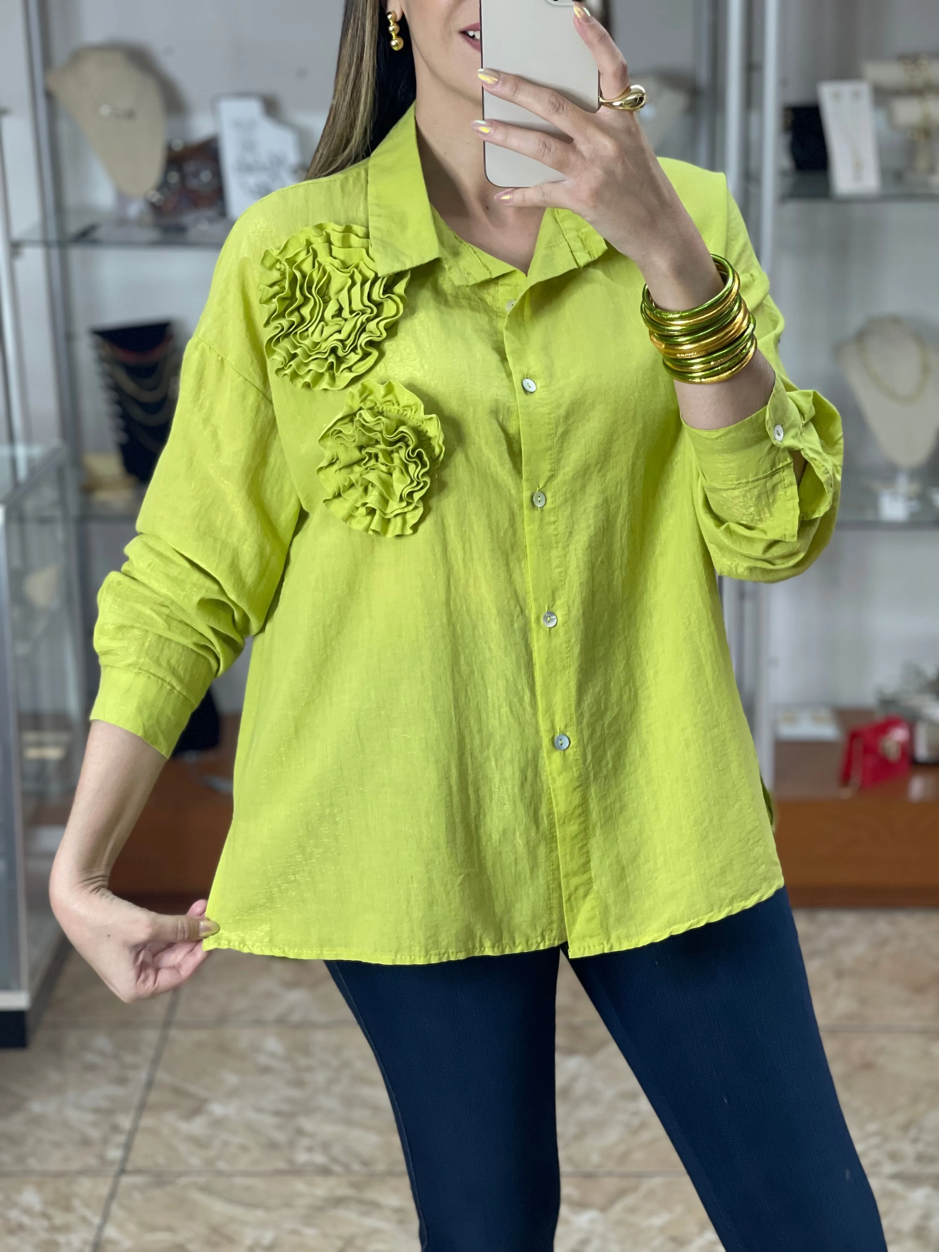 Long Sleeve Floral Design Top