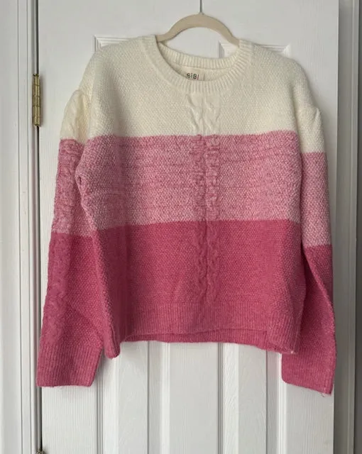 Madison Color Block Cable-Knit Sweater
