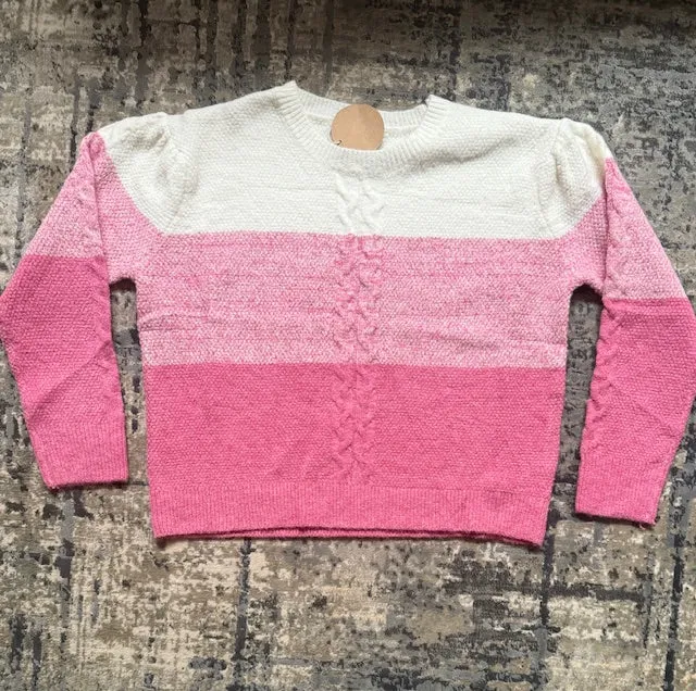 Madison Color Block Cable-Knit Sweater