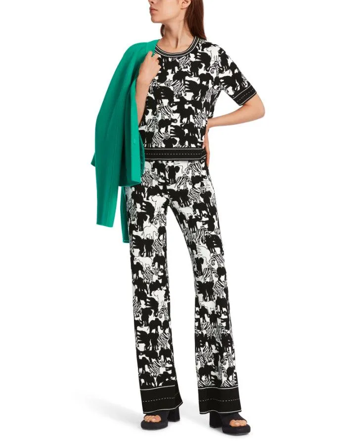 Marc Cain Elephant Print Half Sleeve Pullover