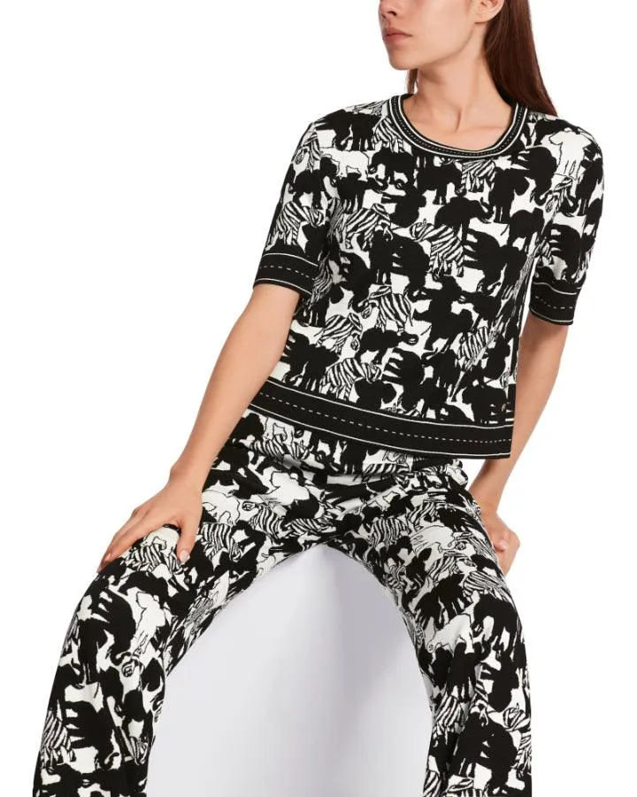 Marc Cain Elephant Print Half Sleeve Pullover