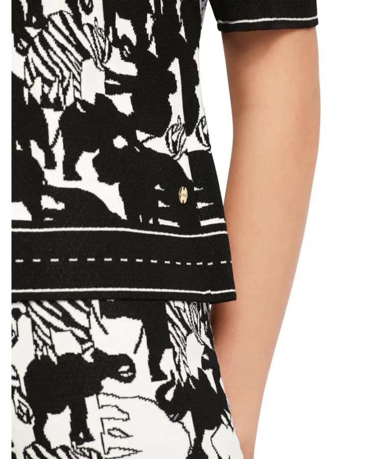 Marc Cain Elephant Print Half Sleeve Pullover
