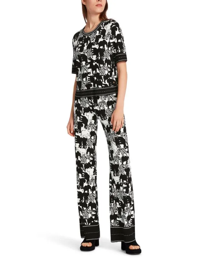 Marc Cain Elephant Print Half Sleeve Pullover