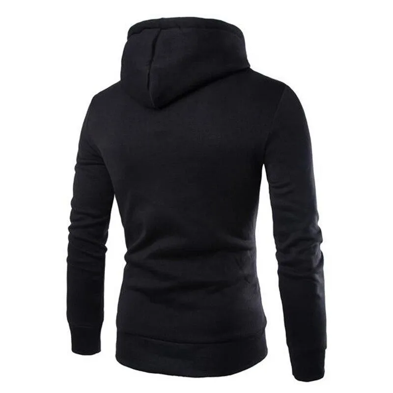 Men Casual Solid Long Sleeve Slim Fit Pullover Hoodie Streetwear