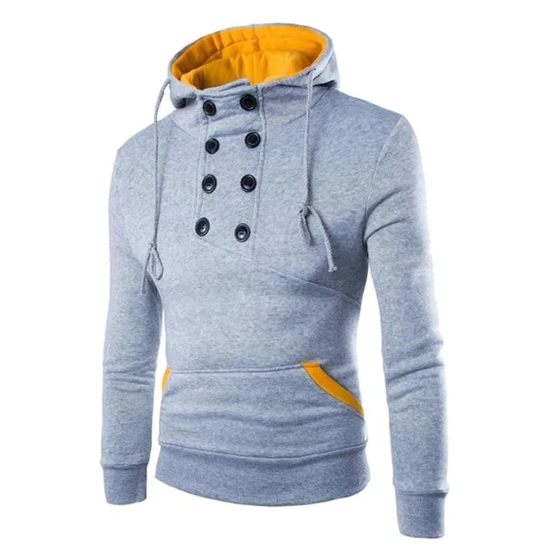 Men Casual Solid Long Sleeve Slim Fit Pullover Hoodie Streetwear