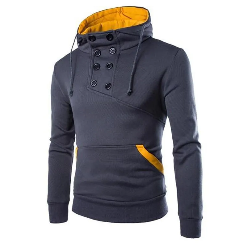 Men Casual Solid Long Sleeve Slim Fit Pullover Hoodie Streetwear