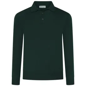 Merino Wool Knitted Polo - Forest Green