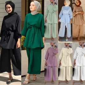Muslimah Tie Waist Two Piece Suit