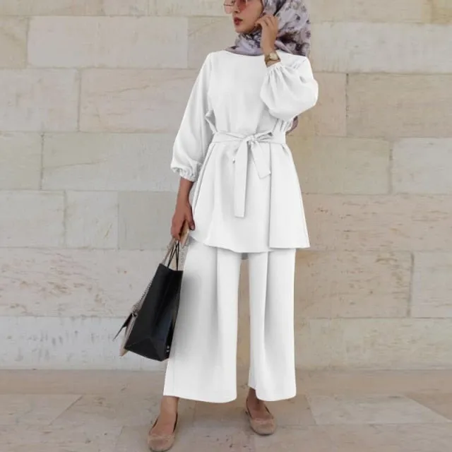 Muslimah Tie Waist Two Piece Suit
