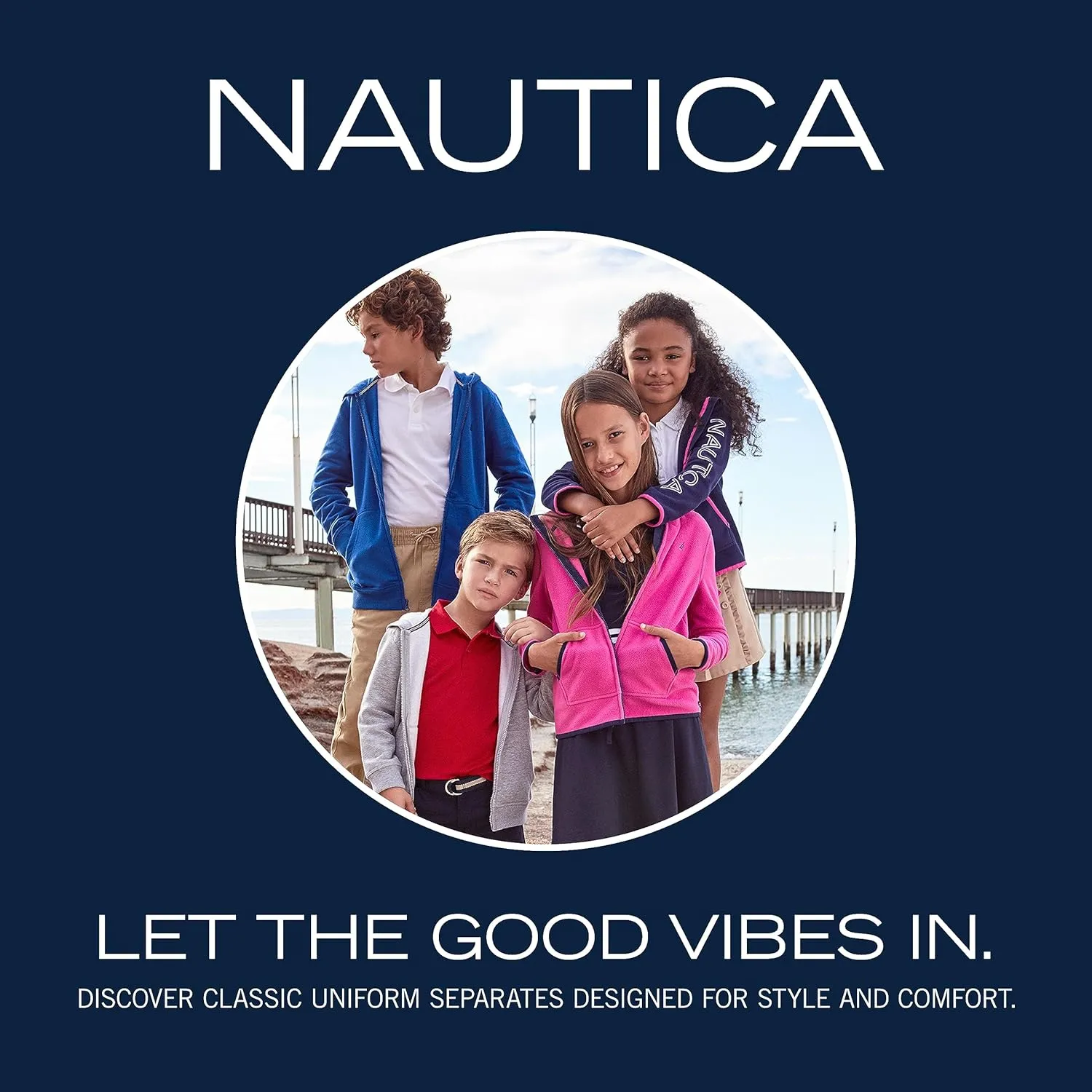 Nautica Boys' School Uniform Sensory-Friendly Short Sleeve Polo Shirt, Button Closure, Moisture Wicking Performance Material