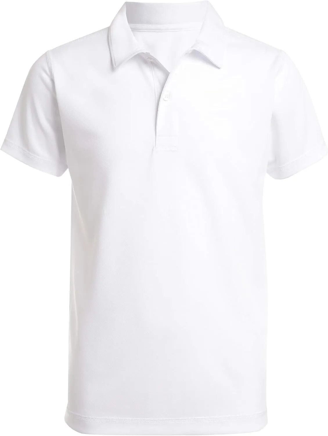 Nautica Boys' School Uniform Sensory-Friendly Short Sleeve Polo Shirt, Button Closure, Moisture Wicking Performance Material