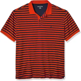 Nautica Men's Classic Fit 100% Cotton Soft Short Sleeve Stripe Polo Shirt