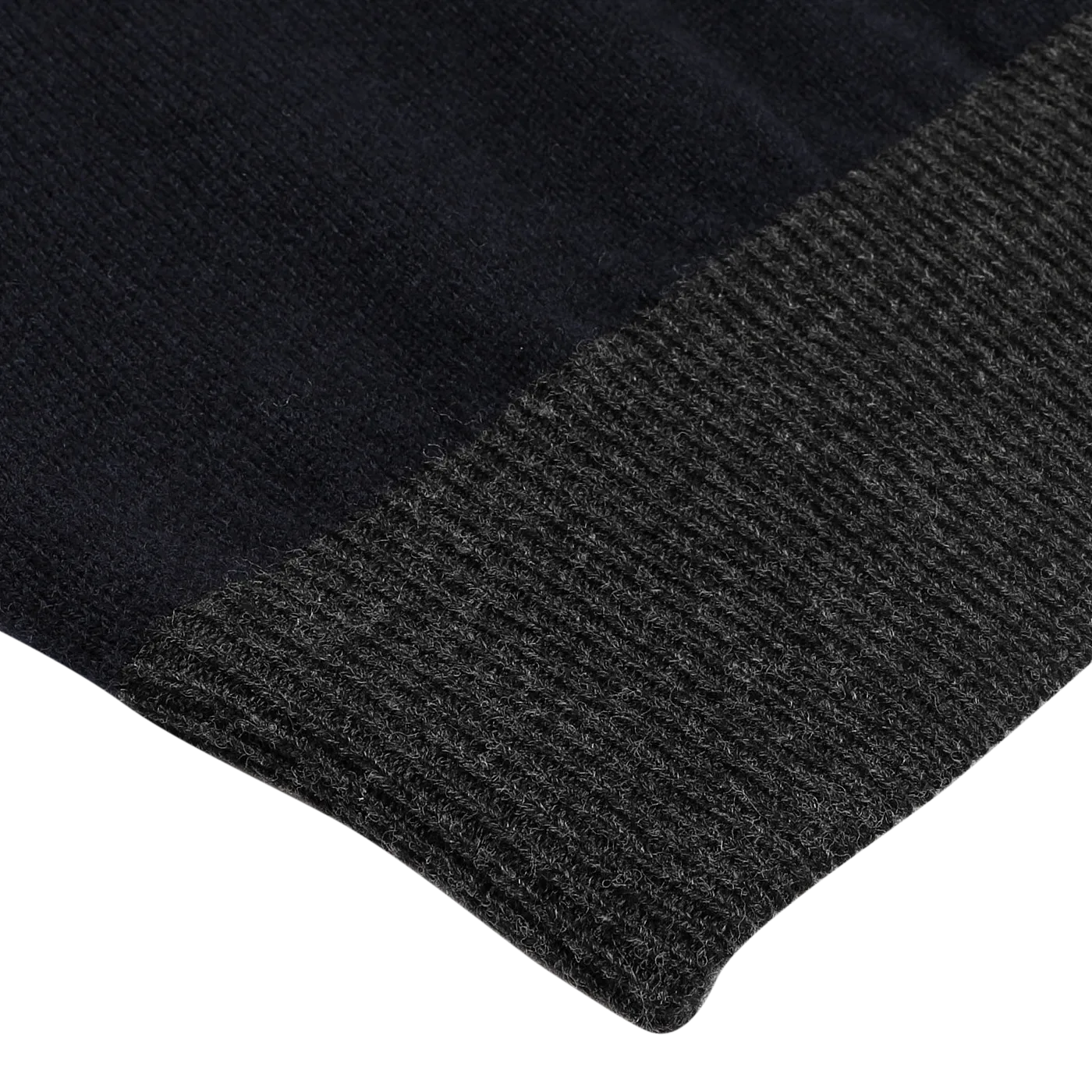 Navy Blue Wool Cashmere Zip Cardigan