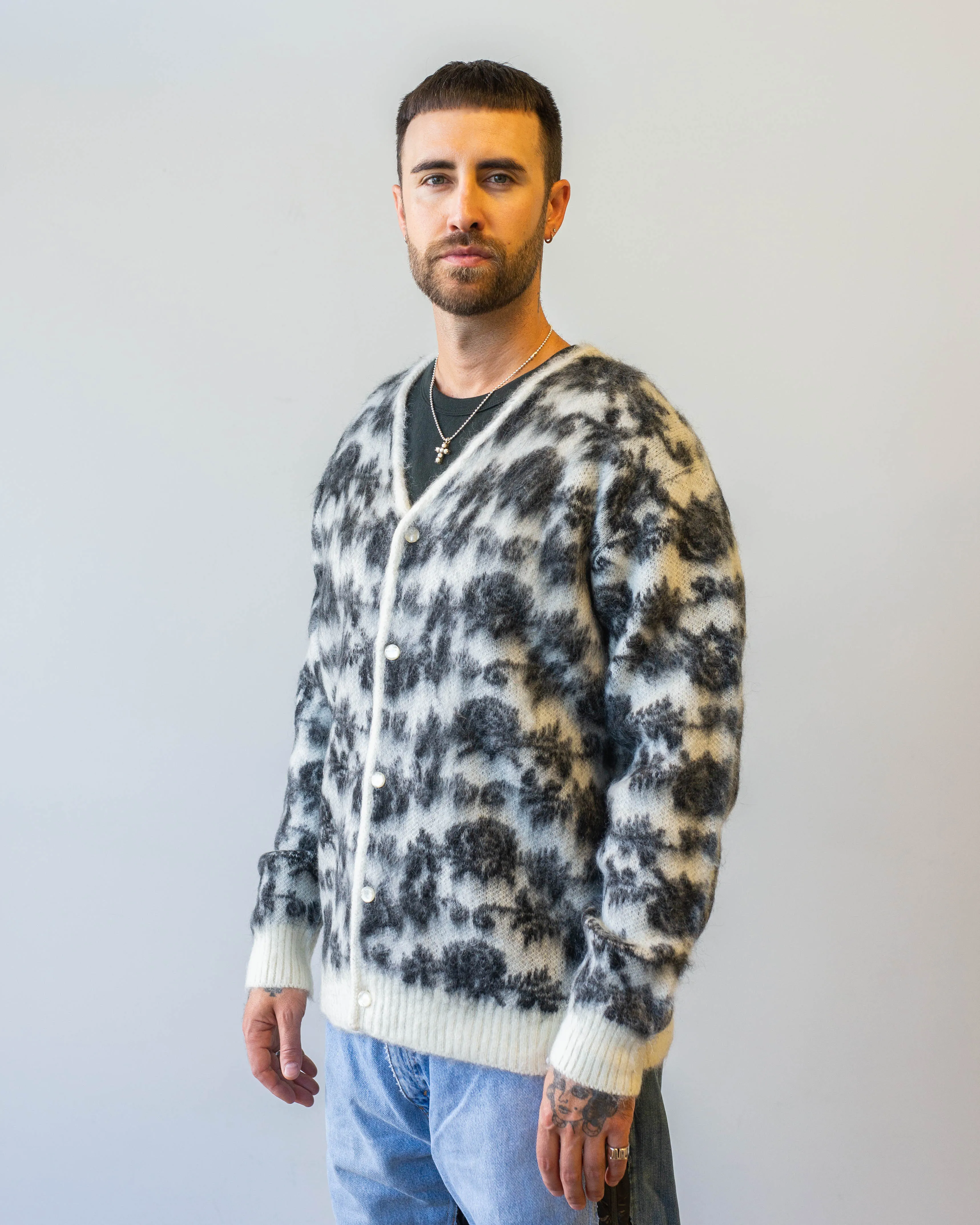 Needles Mohair Cardigan Rose Ice White