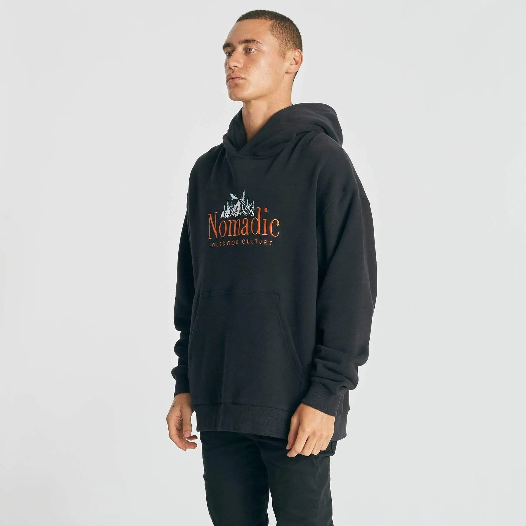 Nomadic Paradise MENS SURREAL RELAXED HOODED SWEATER - JET BLACK