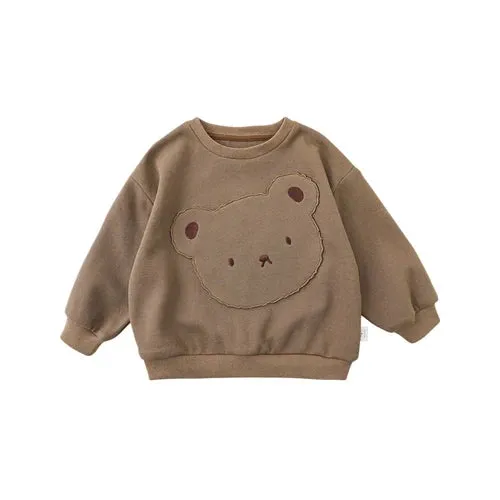 Petite Bear: Brown Pullover Sweatshirt