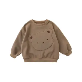 Petite Bear: Brown Pullover Sweatshirt