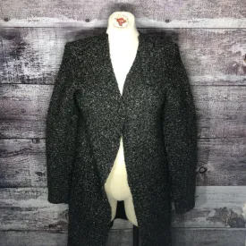 PEVTON JENSEN GREY WHITE LONG KNIT OPEN CARDIGAN SIZE LARGE TCC