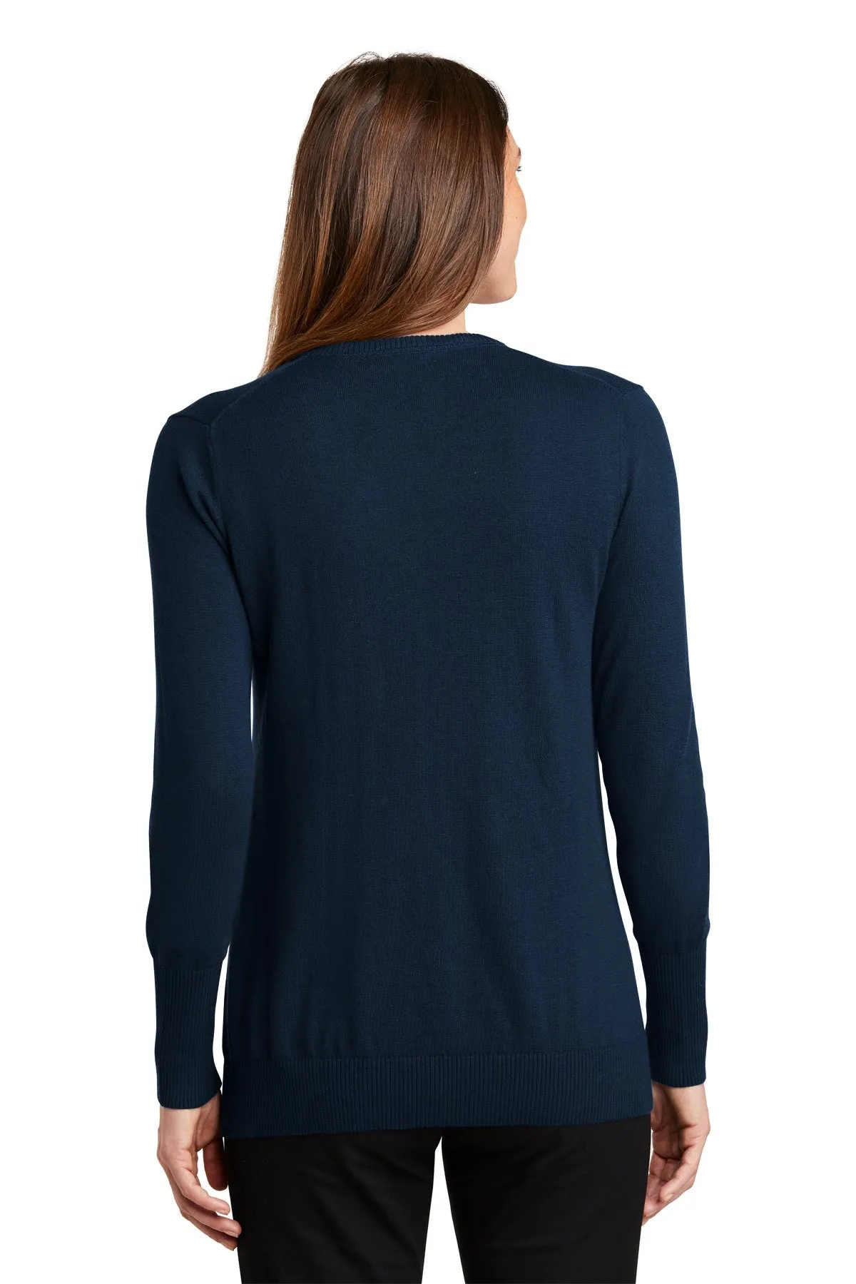 Port Authority Ladies V-Neck Customized Sweaters, Navy