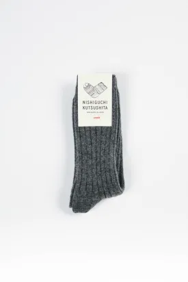 Praha Cashmere Ribbed Socks | Charcoal