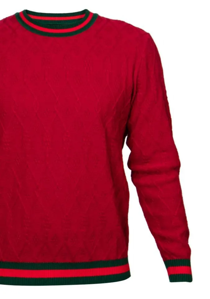 prestige red men's crewneck sweaters long sleeves pullover fashion design