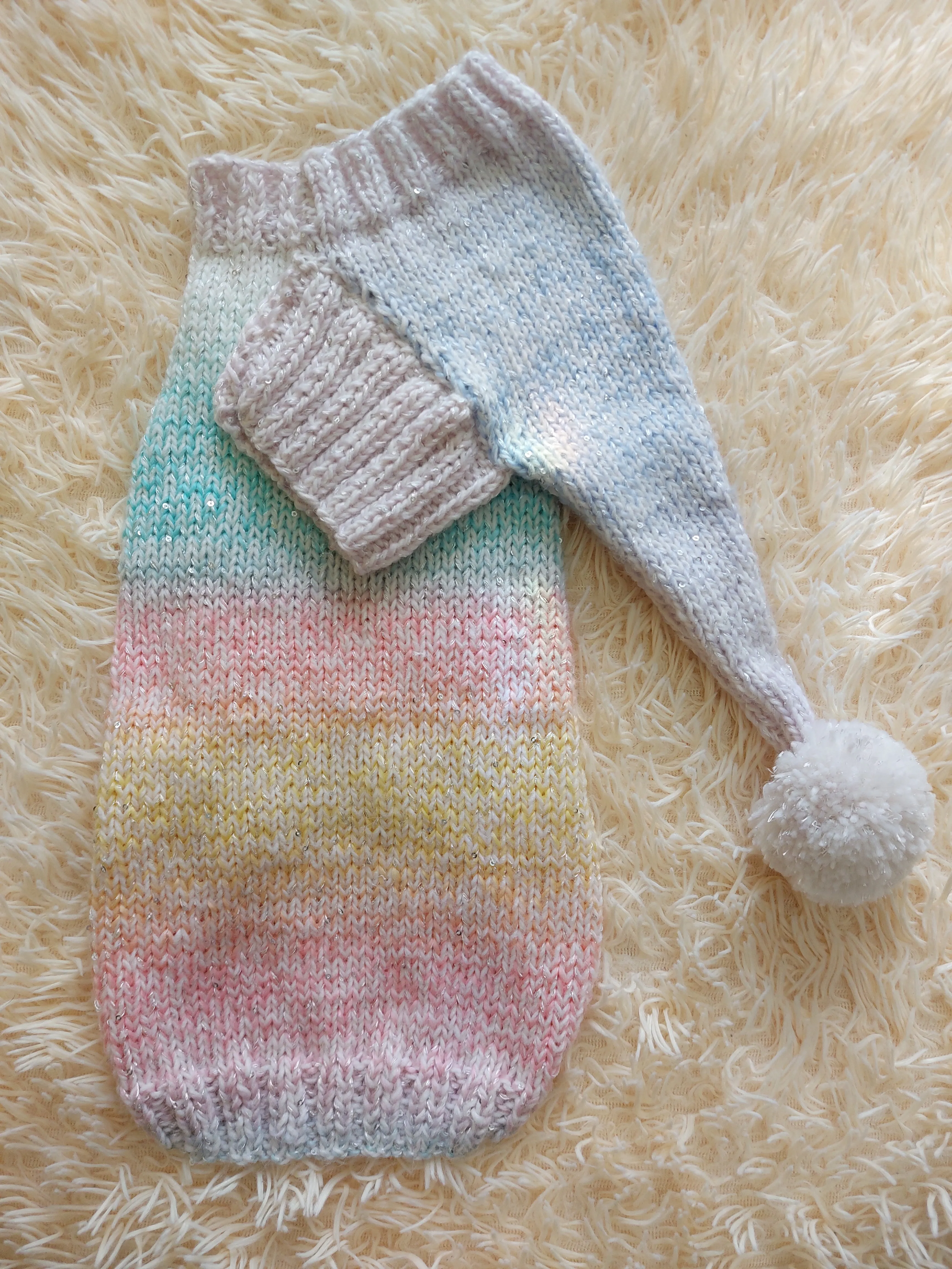 Rainbow Pet Suit Sequined Jumper and Hat