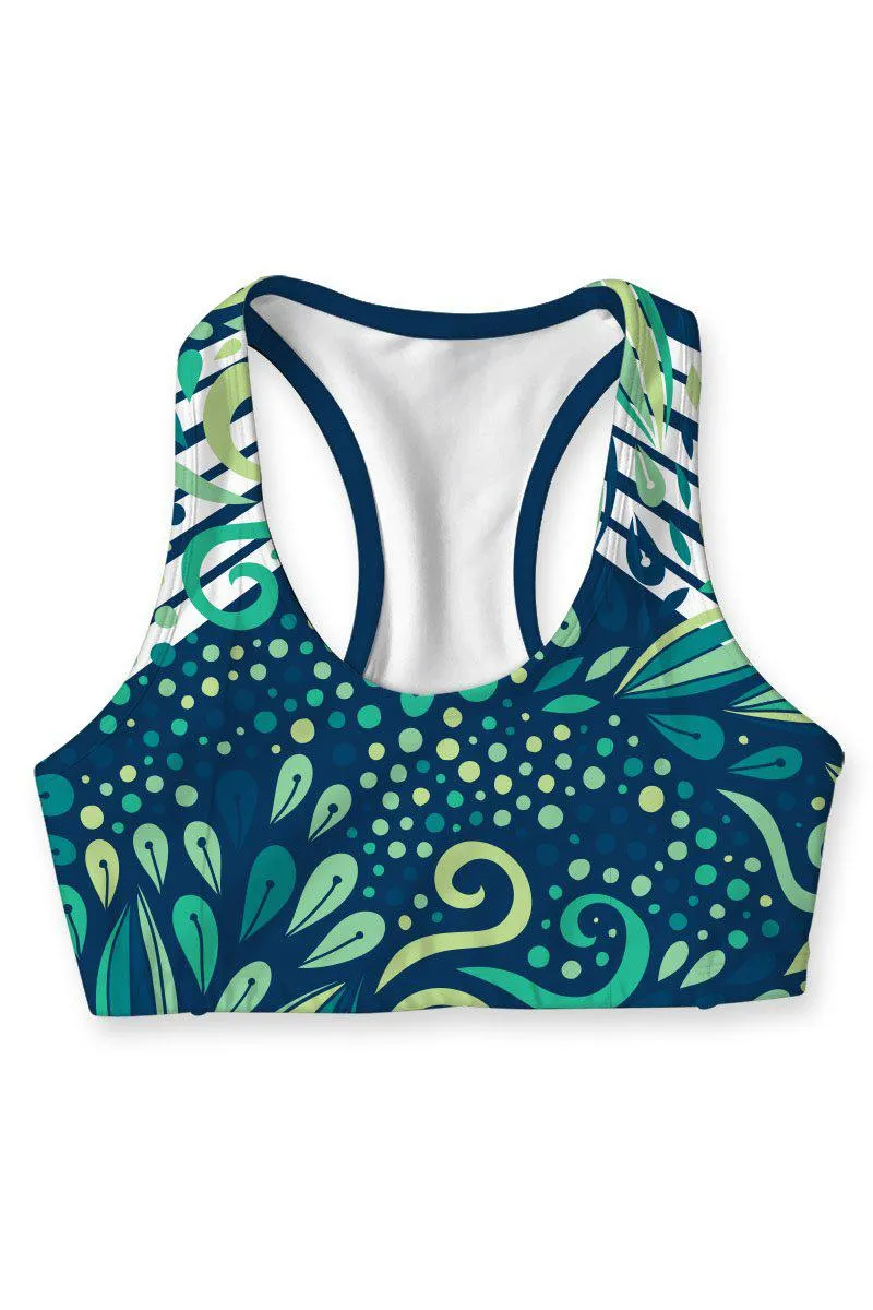 Revival Stella Green Seamless Racerback Sport Yoga Bra - Women