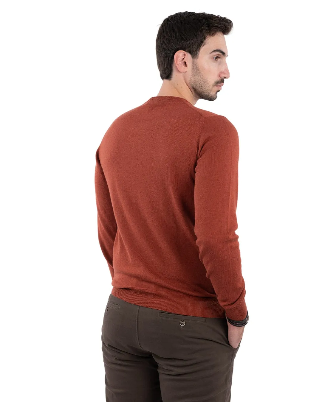 Rust Cotton Cashmere Crew Neck Jumper